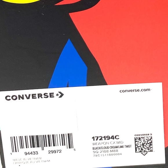 Converse Weapon CX High Top Multi Black Leather Women's Size Sneakers 172194C - Picture 9 of 10